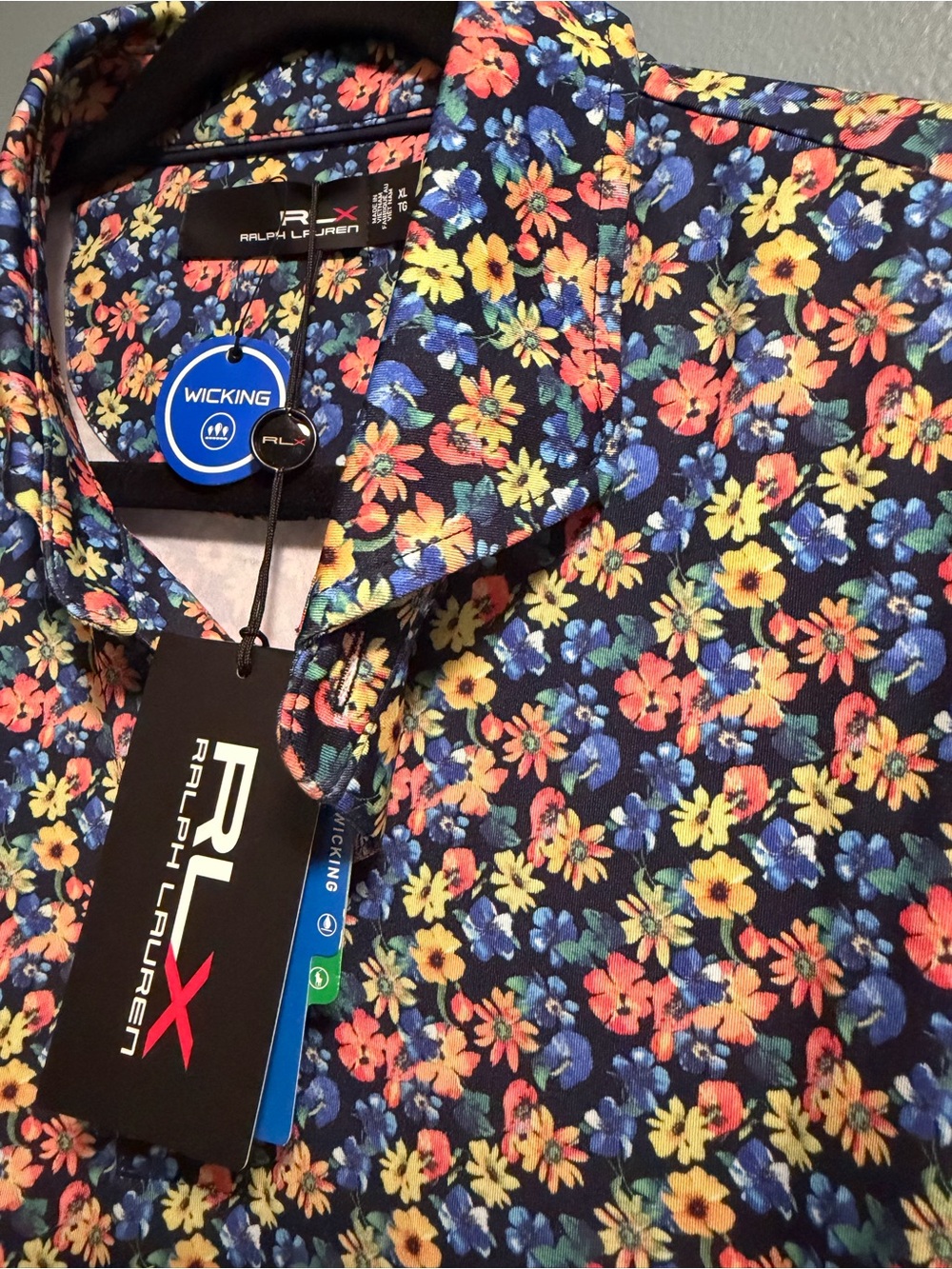 RLX Ralph Lauren Men's Size XL Performance Golf Polo Shirt Floral Print NEW